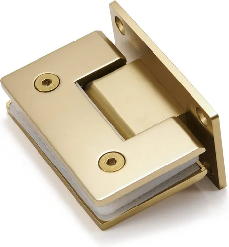 Vista 5 de Ranbo - Bisagra para puerta de cristal de ducha de 90 grados, color dorado, 1 paquete solid 5mm-thick 304 stainless steel, wall to glass mount