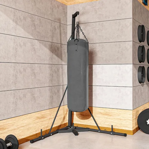 Vista 9 de Soozier - Soporte plegable para saco de boxeo, altura ajustable, con base con peso, independiente para gimnasio en casa, solo soporte