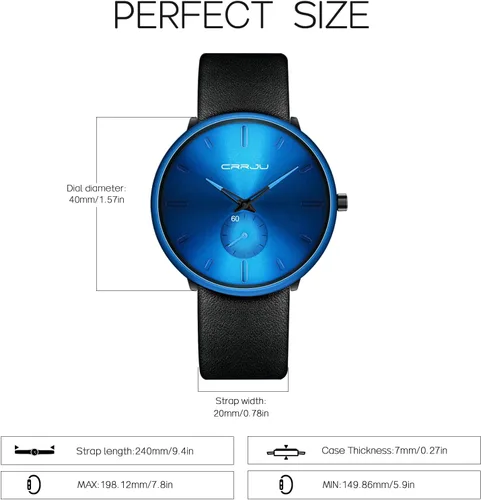 Vista 4 de Mens Watches Ultra-Thin Minimalist Waterproof-Fashion Wrist Watch for Men Unisex Dress with Leather Band