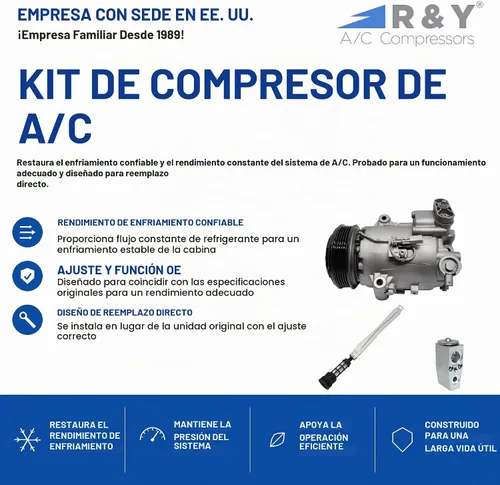 Vista 2 de Kit automotriz KT EA75 del compresor de aire acondicionado RYC