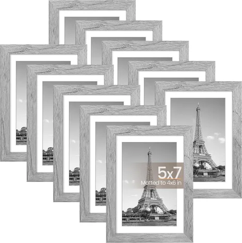 Vista 10 de upsimples Juego de 10 portarretratos de 4 x 6, para exhibir fotos de 3.5 x 5 con paspartú o 4 x 6 sin marco de fotos, collage para pared o mesa
