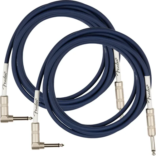 Vista 24 de Fender Cable de instrumentos de lujo de 10 pies, ángulo recto, tweed negro, paquete de 2