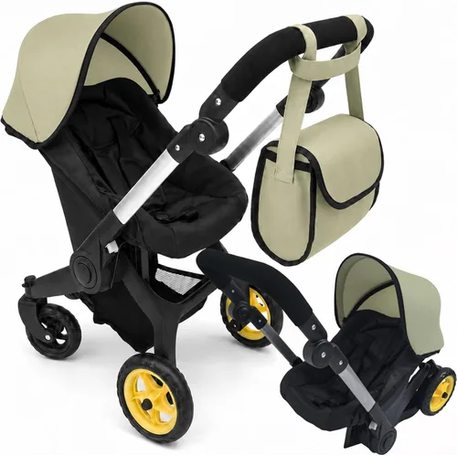 Vista 8 de Cochecito de coche de muñeca para bebé, cochecito convertible 2 en 1 y asiento de coche para niños, se adapta a muñecas de hasta 20 pulgadas