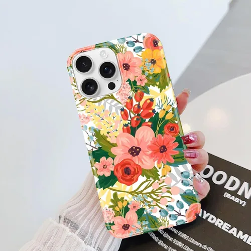 Vista 4 de J.west Funda para iPhone 14 Pro Max de 6.7 pulgadas, diseño moderno de ramo de flores botánicas con estampado de flores botánicas de jardín