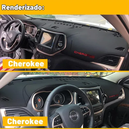 Vista 5 de Tapete antideslizante para tablero de instrumentos compatible con Jeep Cherokee 2014, 2015, 2016, 2017, 2018, 2019, 2020, 2021, 2022, protector