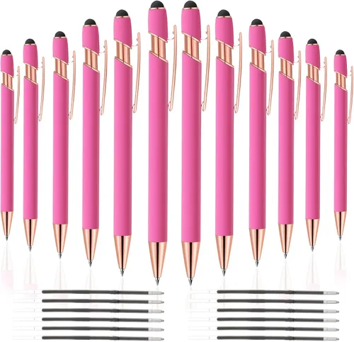 Vista 10 de 12 unidades 2 en 1 bolígrafo con punta de lápiz capacitivo, 1,0 mm de tinta negra, bolígrafo metálico con punta de lápiz capacitivo para pantallas