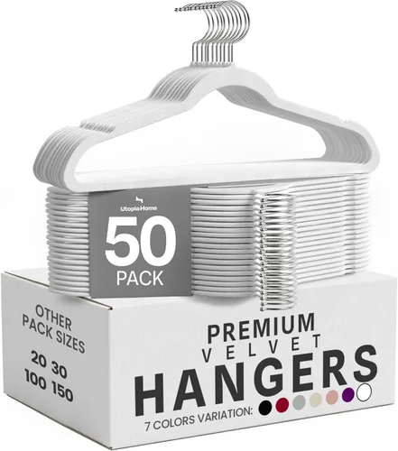 Vista 10 de Utopia Home - Perchas de terciopelo, color negro, paquete de 20 Luxury Non-Slip Slim Pant & Coat Hangers Strong Space-Saving Clothes Hangers