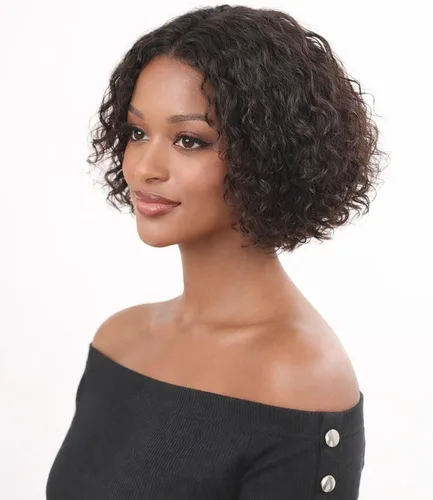 Vista 49 de Peluca de cabello humano rizado profundo de 12 pulgadas para NATURAL-RIZADO