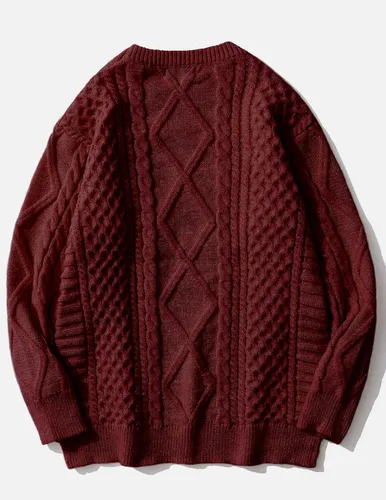 Vista 9 de Aelfric Eden Oversized Knit Sweater Solid Vintage Pullover Unisex Woven Crewneck Knitted Tops