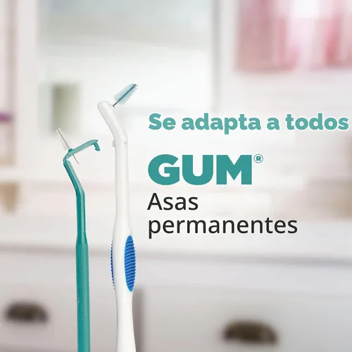 Vista 6 de GUM Proxabrush Go-Betweens - Recambios moderados - Compatible con mango permanente GUM - Cepillos interdentales reutilizables - Púas dentales