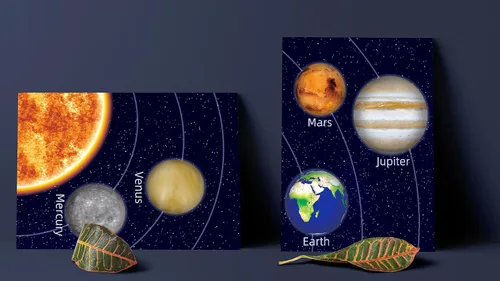 Vista 5 de KAIRNE Juego de 3 pinturas artísticas enmarcadas para habitación espacial de niños (12 x 16 pulgadas), imágenes de planetas, sistema solar, póster