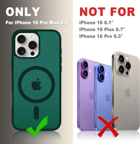 Vista 1278 de Funda para Google Pixel 10 Pro XL, cubierta magnética mate, color negro Fit for MagSafe, Screen Protector included, Shockproof Military Grade