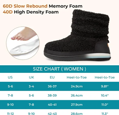 Vista 6 de HomeTop Pantuflas para botas de mujer con espuma viscoelástica cálida, para interiores y exteriores, con suela de goma