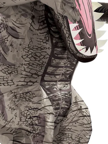 Vista 4 de Party City Disfraz inflable de dinosaurio Gianotosaurus para adultos, mundo jurásico, incluye caja de sonido y ventilador, talla única