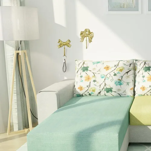 Vista 4 de Gancho decorativo con nudo de lazo, ganchos de pared, paquete de 2, gancho desgastado montado en la pared para llaves, colgador para pared