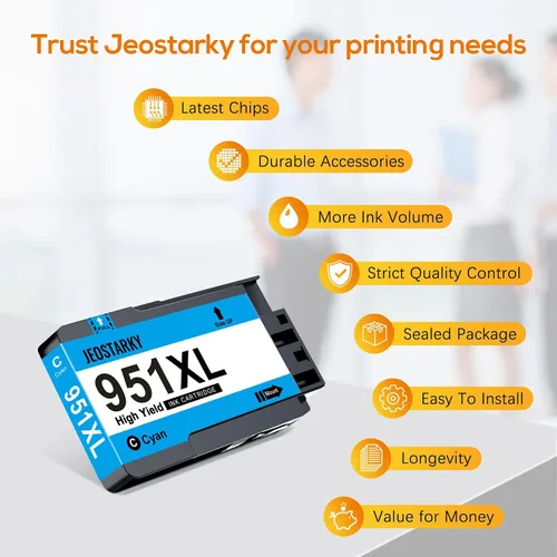 Vista 4 de Paquete combinado de cartuchos de tinta 950XL 951XL de repuesto para HP 950 951 / 950XL 951XL, compatible con HP OfficeJet Pro 8600 8610 8620 8630