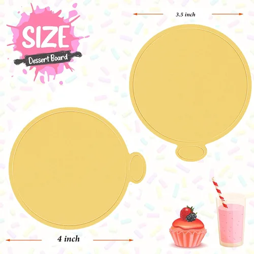 Vista 2 de WANBAO 80 piezas Mini tablas de pastel para mousse y cupcakes, doradas 9 cm