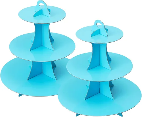 Vista 33 de Soleebee Soporte redondo de 3 niveles para cupcakes, torre de cartón para cupcakes, torre de soporte para pasteles de postre para decoración