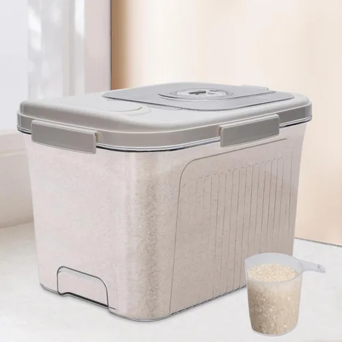 Vista 4 de Recipientes de alimentos de plástico con tapa y temporizador, contenedores de almacenamiento de alimentos herméticos para cocina, con taza medidora