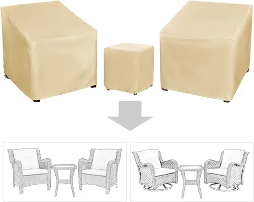 Vista 2 de Fundas para muebles de patio, funda impermeable para muebles de exterior, fundas para muebles de patio para 3 piezas, juego de fundas de sofá