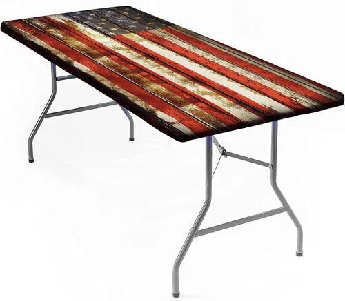 Vista 25 de Mantel rectangular elástico ajustable, con textura de madera de granja, cubierta de mesa de poliéster para mesa de bufé, picnic, cafeterías Mantel