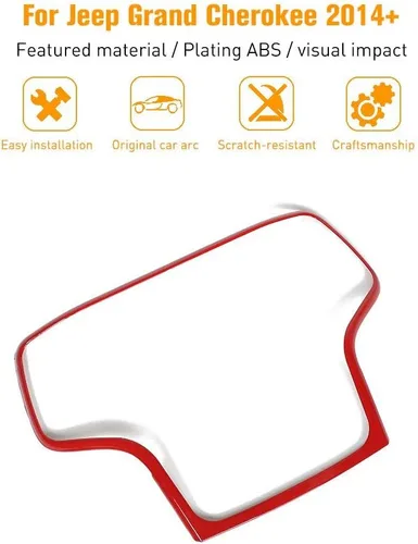 Vista 2 de Hoolcar Accesorios interiores Cubierta de marco de navegación con control central ABS para Jeep Grand Cherokee 2014-2020, color rojo