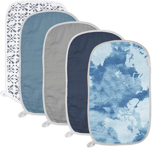 Vista 10 de HonestBaby Paños para eructos multicapa de algodón orgánico para bebés, paquete múltiple, juego de patrones, talla única de EE Paquete de 5 patrones