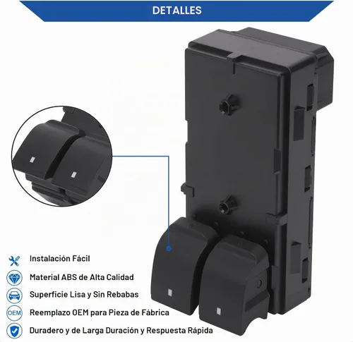 Vista 5 de Obaee Botón de interruptor de control de ventana eléctrica para puerta delantera izquierda del conductor Compatible con 2007-2019 Chevy Chevrolet