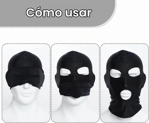 Vista 5 de Máscara de capucha Zentai de cobertura completa de elastano para ojos y boca abiertos (4 unidades)