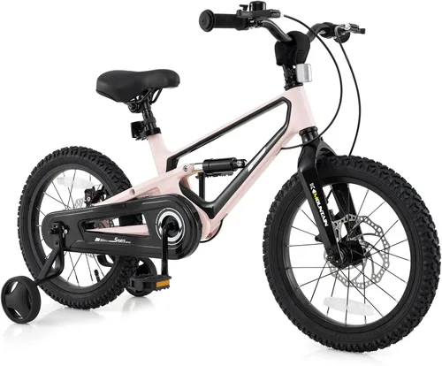 Vista 12 de BABY JOY Bicicleta para niños, bicicleta deportiva de aleación ligera de 16 pulgadas con frenos de disco dual, ruedas de entrenamiento, suspensión