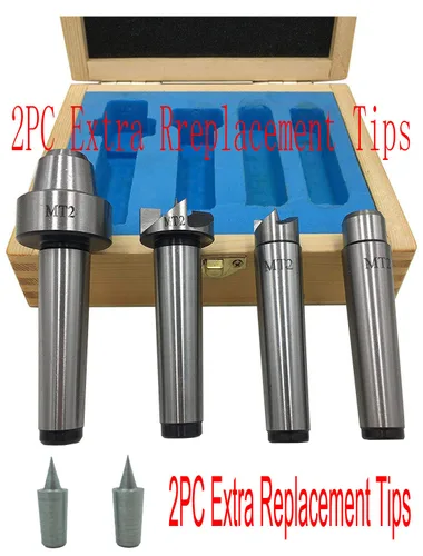 Vista 2 de MT2 Live Center Torno de madera Drive Spur Cup 4pcs Set con 2 unids puntas de repuesto extra con caja de madera de buena calidad
