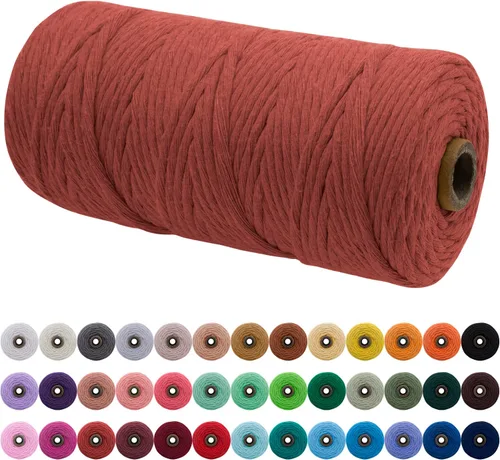 Vista 56 de JeogYong Cordón de macramé de un solo hilo 3 mm x 109 yardas (328 pies) Cuerda de algodón suave Hilo de macramé de 3 mm, suministros de macramé