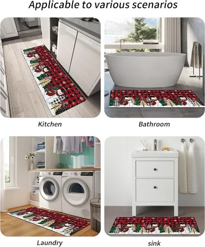 Vista 5 de Tapete de baño con diseño de muñeco de nieve a cuadros para bañera, tapete antideslizante de secado rápido y absorbente, tierra de diatomeas