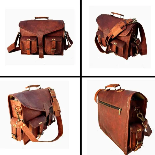 Vista 3 de Bolso de cuero para ordenador portátil bolso de mensajero de 15 pulgadas mejor hecho a mano de Shy Shy Lets Touch The SkySALE bolso de cuero marrón