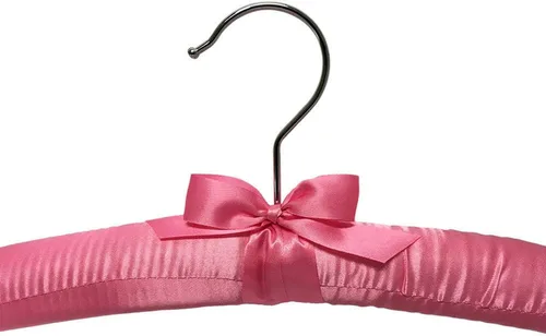 Vista 5 de 6 perchas acolchadas de satén liso rosa de 15 pulgadas de largo para vestido, lencería nupcial
