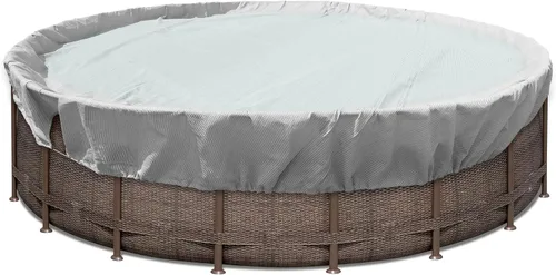Vista 15 de SunnyRoyal Cubierta de piscina para piscinas sobre el suelo, cubierta redonda de invierno de 10 pies para piscinas de 6 pies, cubierta de seguridad
