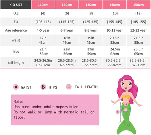 Vista 2 de Traje de baño para niñas con cola de sirena para nadar, conjunto de bikini de princesa con guirnalda