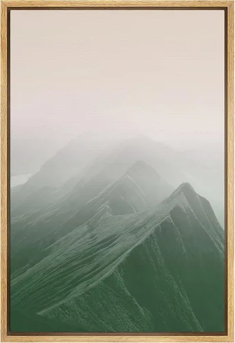 Vista 24 de SIGNWIN Framed Canvas Print Wall Art Neon Pink Mountain Range View Nature Wilderness Photography Modern Art Rustic Landscape Relax/Calm Multicolor