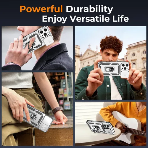 Vista 55 de Funda HakkTaoo para iPhone 13/iPhone 14 de 6.1 Pulgadas con Funda Deslizante para Cámara + Protector de Pantalla (2 Paquetes), Funda Protectora a