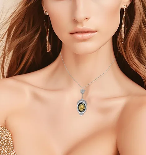 Vista 2 de Yspace 3d alambre metal rosa encantos colgante hecho a mano camafeo collar