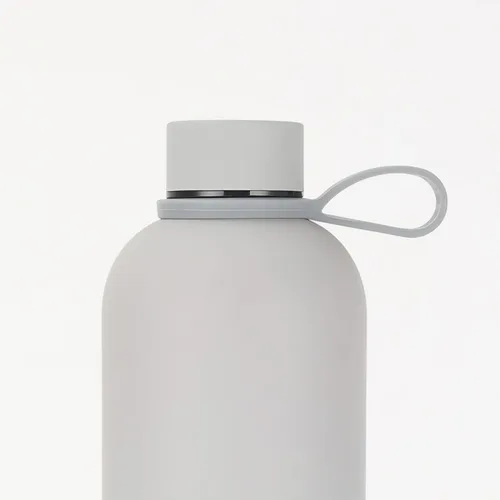 Vista 8 de Botella de agua deportiva de boca estrecha con aislamiento de doble pared de acero inoxidable con asa, frasco de vacío en forma de cola (negro)