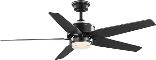 Vista 3 de Progress Lighting P250061-009-31M Byars Ventilador de techo LED de transición integrado de 5 aspas, negro mate con kit de luz y pantalla de ópalo