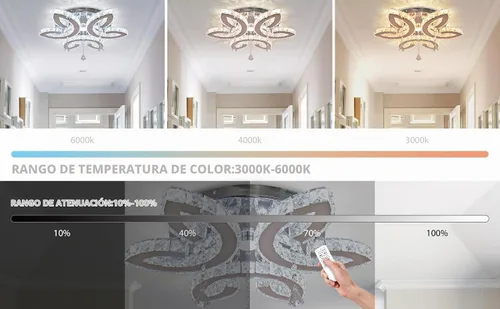 Vista 3 de FRIXCHUR Lámpara de techo LED de cristal regulable de 20.4 pulgadas