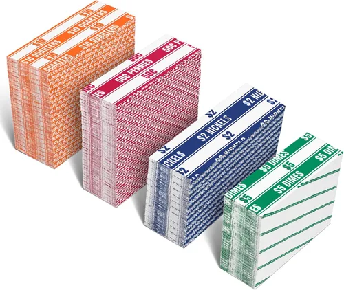 Vista 12 de THEBLUETOUCH 100 unidades de envoltorios de monedas de Penny, colores brillantes e impresión clara, rollos de monedas planos blancos para monedas