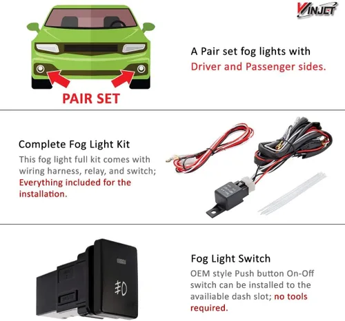 Vista 2 de Winjet Serie OEM para [Honda Civic Coupe 2012-2013] Faros antiniebla de conducción + Interruptor + Kit de cableado Interruptor de luz antiniebla