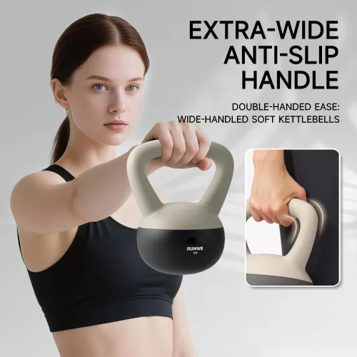 Vista 7 de RUNWE Soft Kettlebell - Sand Filled Kettlebell Cushioned Impact-Resistant Base Options for 25, 20, 15, 10 and 5 LB, Safety Guaranteed Ideal for Men