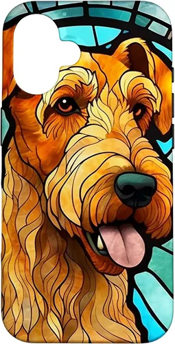 Vista 32 de Airedale Terrier Dog Stained Glass Case for iPhone 17