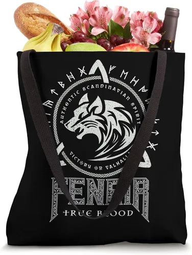 Vista 4 de Fenrir Loki's Son, Odin Wolf Viking Rune, bolsa de mano de runas nórdicas vikingas