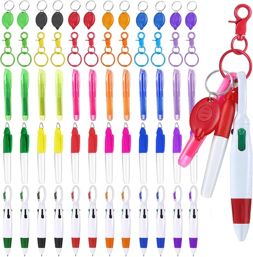 Vista 8 de 60 piezas de mini bolígrafos para enfermeras con clip de insignia, mini resaltador, bolígrafo LED retraíble de neón para enfermeras, llavero