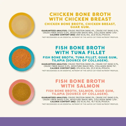 Vista 2 de Applaws Variedad de pescado y pollo, caldo de huesos para gatos, 6
